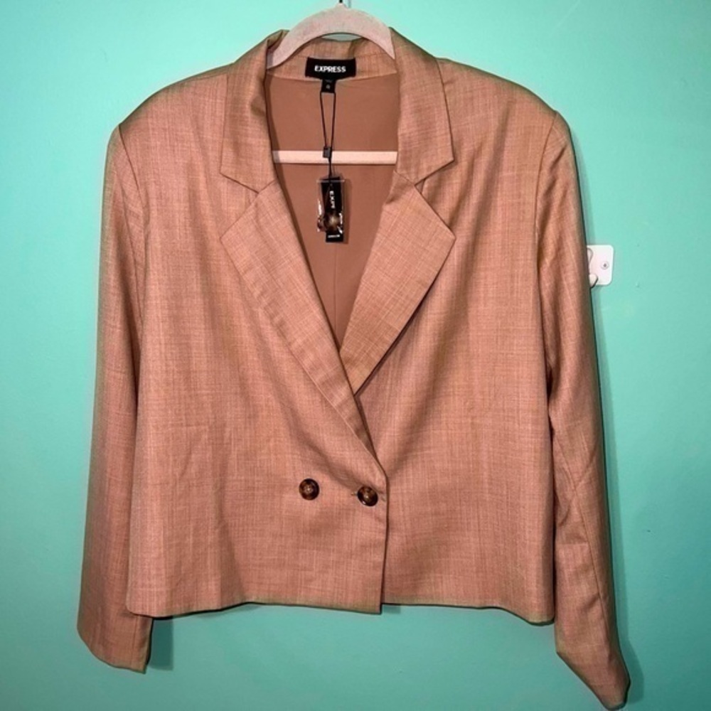 Women’s Tan XL Blazer with Button and buttons on Sleeves from Express